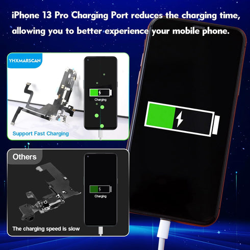 Dock Connector Replacement for iPhone 13 Pro USB Charging Port Flex Cable with Microphone Replacement Tools