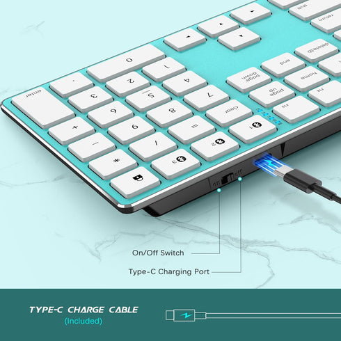 JOYACCESS Bluetooth Multi-Device Wireless Slim Quiet QWERTY Keyboard with Numeric Keypad for Laptop and Computer