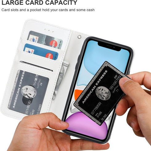 Bocasal 11 11 6.1 inch for iPhone Wallet Case with Card Holder PU Leather Magnetic Detachable Kickstand Shockproof