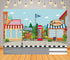 CORFOTO 10x6.5ft Fabric Town Street Backdrop Ice Cream Coffee Shop Red Phone Booth Urban Scene Photography Background