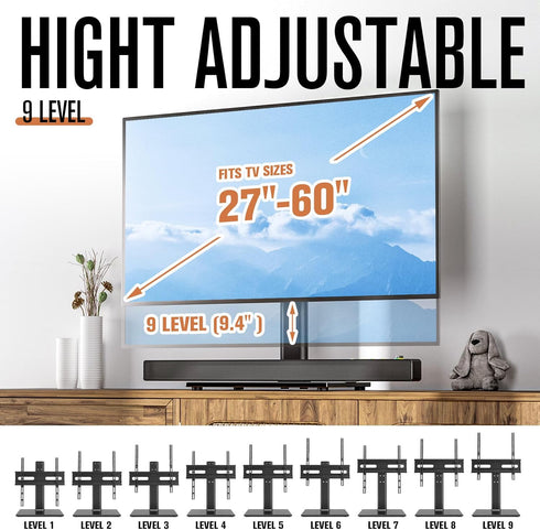 Hemudu 27 30 32 39 40 42 43 49 50 55 60 Inch 88 lbs, 9 Universal TV Stand/Base Table Top TV Stand with Wall Mount