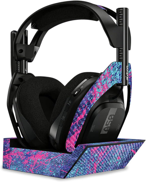 MightySkins Carbon Fiber Skin for Astro A50 Wireless Headphones + Base Station (Gen 4) - Vibrant Splatter | Durable