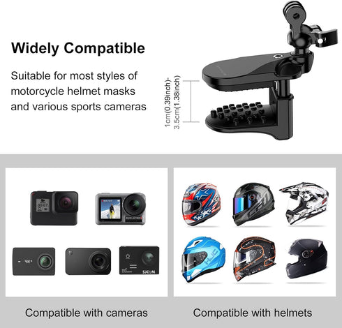 PULUZ Motorcycle Helmet Chin Clamp Mount for GoPro, 360° Adjustable Ball Head Quick Release Chin Clip