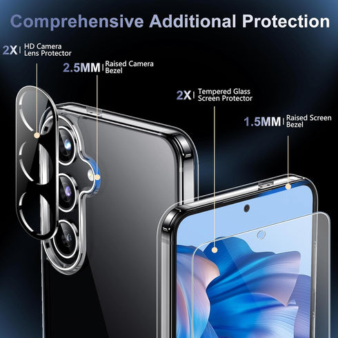 Red2Fire Ultra Slim Clear Case for Samsung Galaxy S24, Shockproof, Lightweight + 2Pcs Tempered Glass & Camera