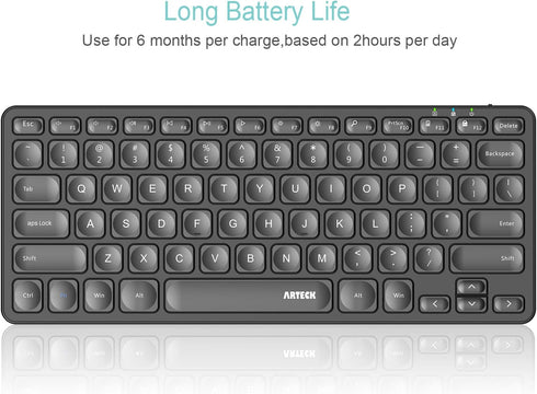 Arteck 2.4G Wireless Keyboard, Ultra Slim Compact Wireless Keyboard with Media Hotkeys for Windows 10/8/7
