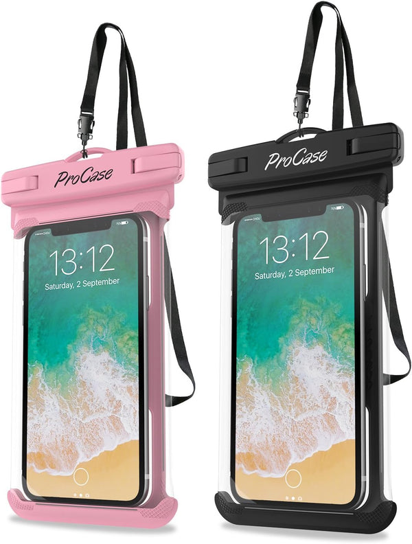 ProCase Waterproof Phone Pouch for Snorkeling, Underwater Dry Bag for iPhone 15 14 13 Pro Max and Galaxy S24 (2 Pack)