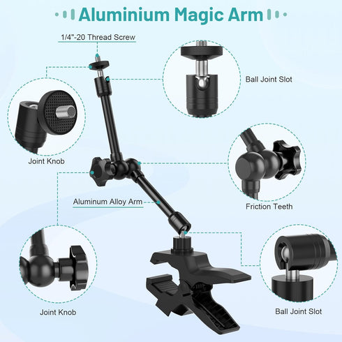 Mippko Mount,360Adjustable 3.5~7.5" Phone Holder Jaw Flex Clamp Clip Aluminium Alloy Arm Mount,Cellphone Clip Stand