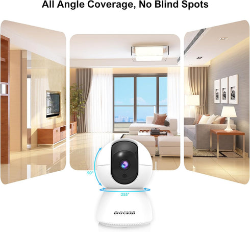 CiKiKWXO 2.4&5GHz Camera,2K/3MP 355 2-Way WiFi Indoor Security Camera for Home Security, Pan/Tilt Pet Cam, IR Night