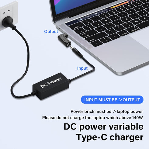SinLoon PD 140W DC5521 to Type C Power Charging Adapter, DC 5.5mm x 2.1mm Female Input to USB C Male Connector