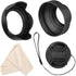 Veatree 67mm Lens Hood Set, Collapsible Rubber with Filter Thread, Reversible Tulip Flower Hood, Center Pinch Cap &