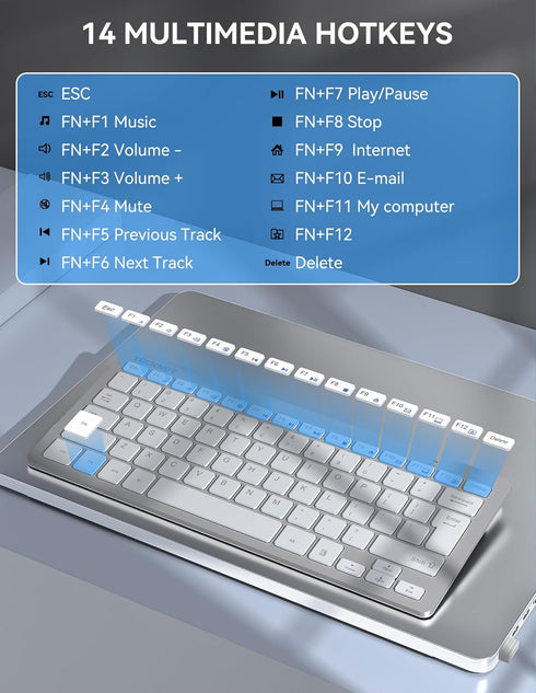 TECKNET 2.4G Wireless Keyboard, Ultra Slim Compact USB Keyboard with Media Hotkeys, Silent for Laptop PC Desktop Smart