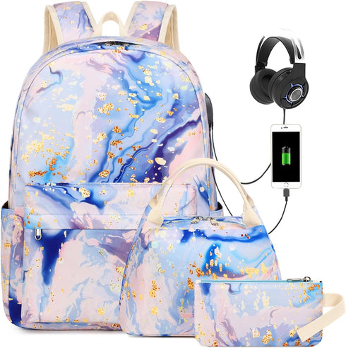 Waterproof Laptop Backpack with USB Charging Port, Water Resistant College School Backpack