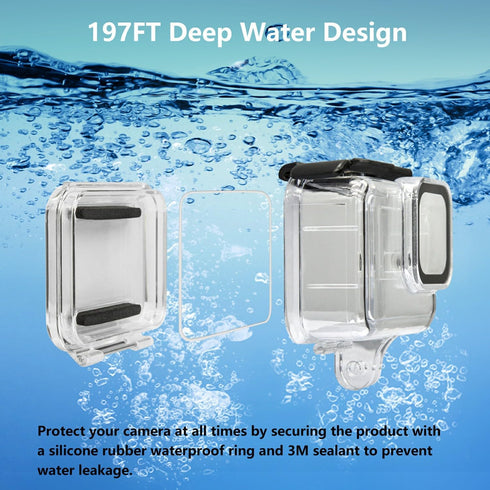 Suptig Waterproof Case Protective Housing Underwater Dive Housing for GoPro hero12 Hero 11 Hero 10 Hero 9 Waterproof 196Ft