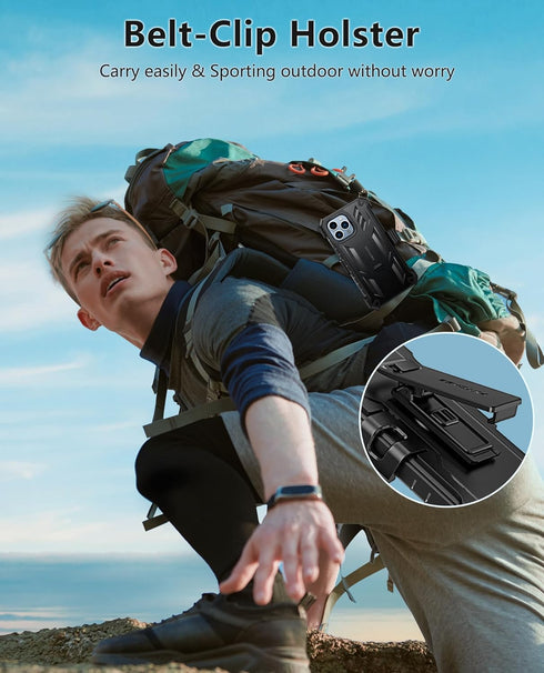 FNTCASE iPhone 13 Pro Max Case: Rugged, Military Grade Shockproof, Drop Proof, with Kickstand & Belt-Clip Holster,