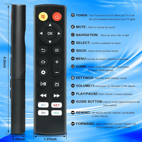 dapodera 4 Replacement Compatible with All Insignia Toshiba Smart TVs with Shortcut Buttons(No Voice funtion)