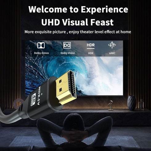 50FT 4K@120Hz, 48 2.1 Long Hdmi Cable, Gbps Ultra High Speed Hdmi Cord with Gold-Plated Connectors, Aluminum Shell