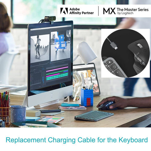Sqrmekoko Charger Wire Charging Cable Compatible with Logitech MX Keys, Anywhere 3, ZRK Royal KLUDGE RK61, HK Gaming