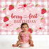 1st 7x5ft Berry First Birthday Backdrop for Girl Pink Bowknot Strawberry Photography Background Sweet One Birthday