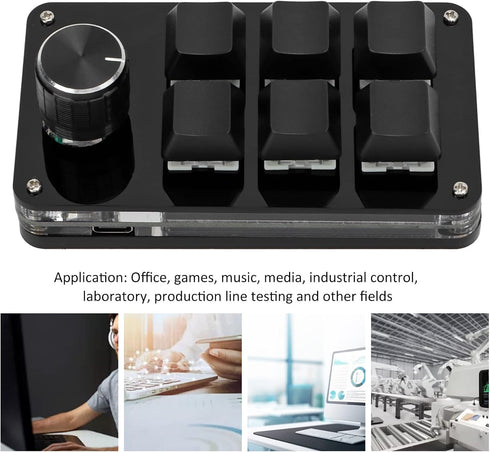 Sonew One Handed Mechanical Keyboard, Programmable with Knob, 6 Key Mini Gaming Keypad, Shortcut DIY (Black)
