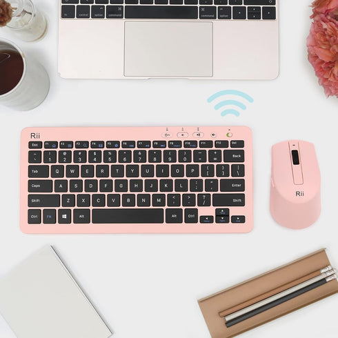 Rii RKM709 Wireless Keyboard and Mouse Combo - 2.4GHz Ultra-Slim Multimedia Office Keyboard for PC, Laptop, Desktop