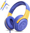 Kids Headphones Wired with Microphone for iPad, Computer, Laptop, Volume Limit, Foldable Over Ear Headset for School,