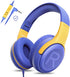 Kids Headphones Wired with Microphone for iPad, Computer, Laptop, Volume Limit, Foldable Over Ear Headset for School,