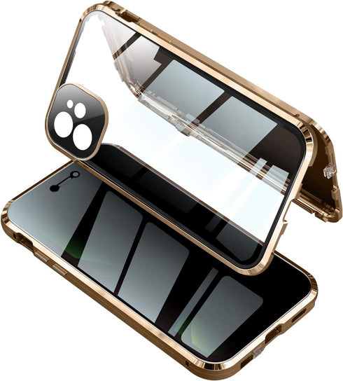 Anti-spy Screen iPhone 12 Pro Max Case, Lock + Magnetic Adsorption Anti-Peeping Metal Frame Protective Cover