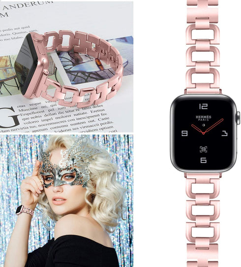 OULUCCI Compatible Apple Watch Bands for Women, 42mm 41mm 40mm 38mm, iWatch Series 10-1, D-Shape Stainless Steel Strap