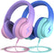 Kids Headphones Wired Over Ear with Microphone, 85/94dB Volume Limiter for Girls Boys, Foldable for Learning