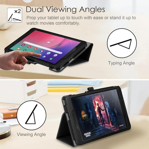 Fintie Folio Case for Samsung Galaxy Tab A 8.0 2019 - Slim Fit Vegan Leather Stand Cover, Black