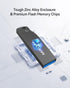 128GB USB 3.0 Flash Drive, Slim Waterproof Metal Memory Stick, Portable Keychain Thumb Drive for PC - Gray