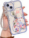 Case for iPhone 11 Pro Max with Cute Flowers Bear Pattern, Clear Case and Lovely Strap Bracelet Chain for Girls Women