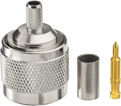 Eightwood 5-Pack N Male Plug Crimp RF Connector 50 Ohm for RG58 RG142 LMR195 Cable