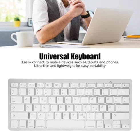 PUSOKEI Bluetooth Keyboard, Portable Slim Silent QWERTZ German Keyboard for iOS, Android, Windows (German Layout)