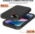 iPhone 14 Case (6.1”) - Rugged Black Heavy Duty Shockproof Cover with Belt Clip Holster & 2X Screen Protector.