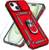 SunStory iPhone 15 Plus Case, Red with HD Screen Protector, Slide Camera Cover & Rotated Ring Kickstand, Military-Grade