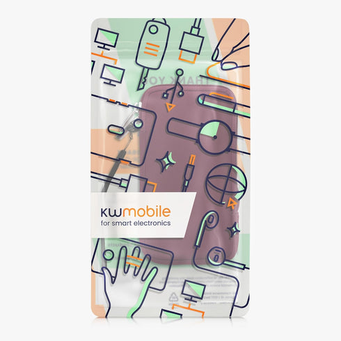 kwmobile Neoprene Phone Pouch Size XL - 6.7/6.8" Universal Cell Sleeve Mobile Bag with Zipper and Wrist Strap (Berry)