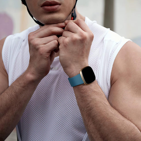 Dirrelo Bands for Fitbit Versa 3 & Sense, 4-Pack Replacement TPU Sport Wristbands for Men Women (Black Dark Blue Indigo