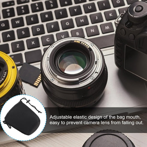 2pcs Camera Lens Bag Accessories, Drawstring Lens Case Pouch for DSLR Camera Lens, Shockproof Neoprene