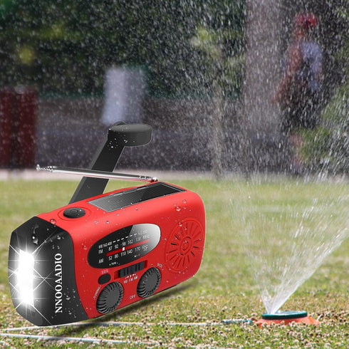 2000mAh SOS Alarm Emergency AM FM Weather Radio, Portable Hand Crank Solar Battery Operated