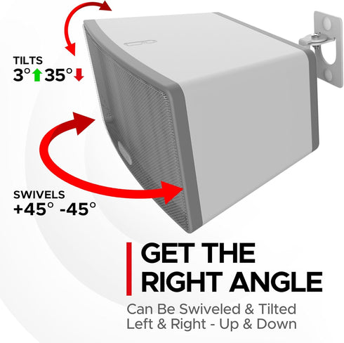 Play 3 Wall Mount for Sonos Play:3, White Twin Pack, Adjustable Swivel & Tilt Mechanism with Mounting Brackets