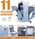 Waterproof Travel Backpack for Women Men, Flight Approved Carry On Overnight Bag for 17'' Laptop, Light Blue