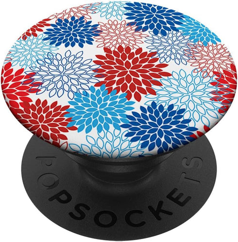 Floral Flower Dahlia Red White Blue America PopSockets Standard PopGrip