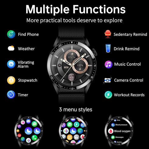 Smart Watch for Men, Fitness Tracker with Heart Rate Monitor, Pedometer, Full Touch Screen Waterproof for Android iOS