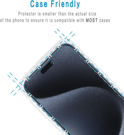 2 Pack Privacy Screen Protector for iPhone 15 Pro Max, Anti-Spy Tempered Glass 6.7-inch, Anti Scratch, Bubble Free