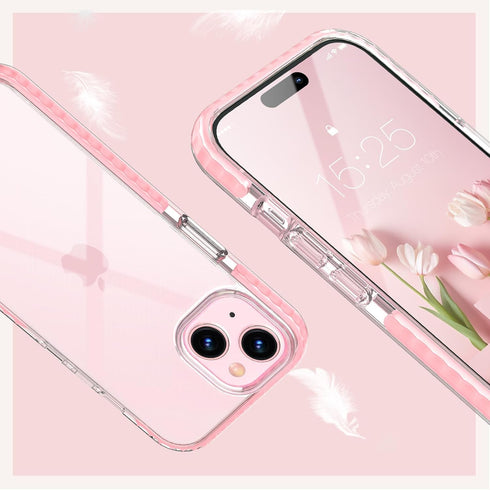 MATEPROX iPhone 15 Plus Case - Clear Slim Shockproof Bumper Cover for 6.7" iPhone 15 Plus 2023 - Pink