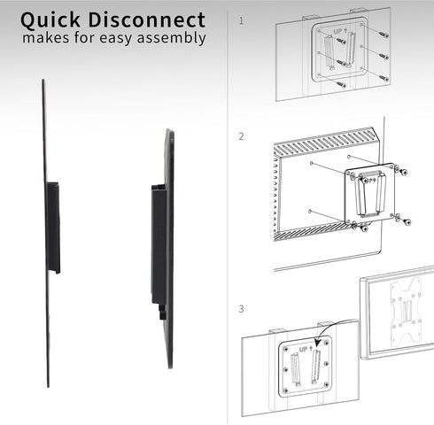 VIVO RV Large TV Mount, Max VESA 400x400, Holds up to 44 lbs, Plastic Polymer Wall Plate for Camping, Black
