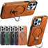 Luxury Leather Invisible Stand Case for iPhone 15/14/13/12 Pro Max, Magsafe, Drop Protection (Brown, for iPhone 13