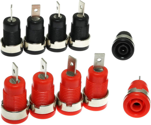 E-outstanding 10PCS 4mm Banana Speaker Jack Female Panel Mount Socket Binding Post Adapter Test Connector