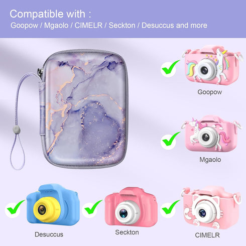 Fintie Kids Camera Case for Goopow/Seckton/Dylanto/Mgaolo/Masterbee, Digital Video Camera Bag (Lilac Marble)